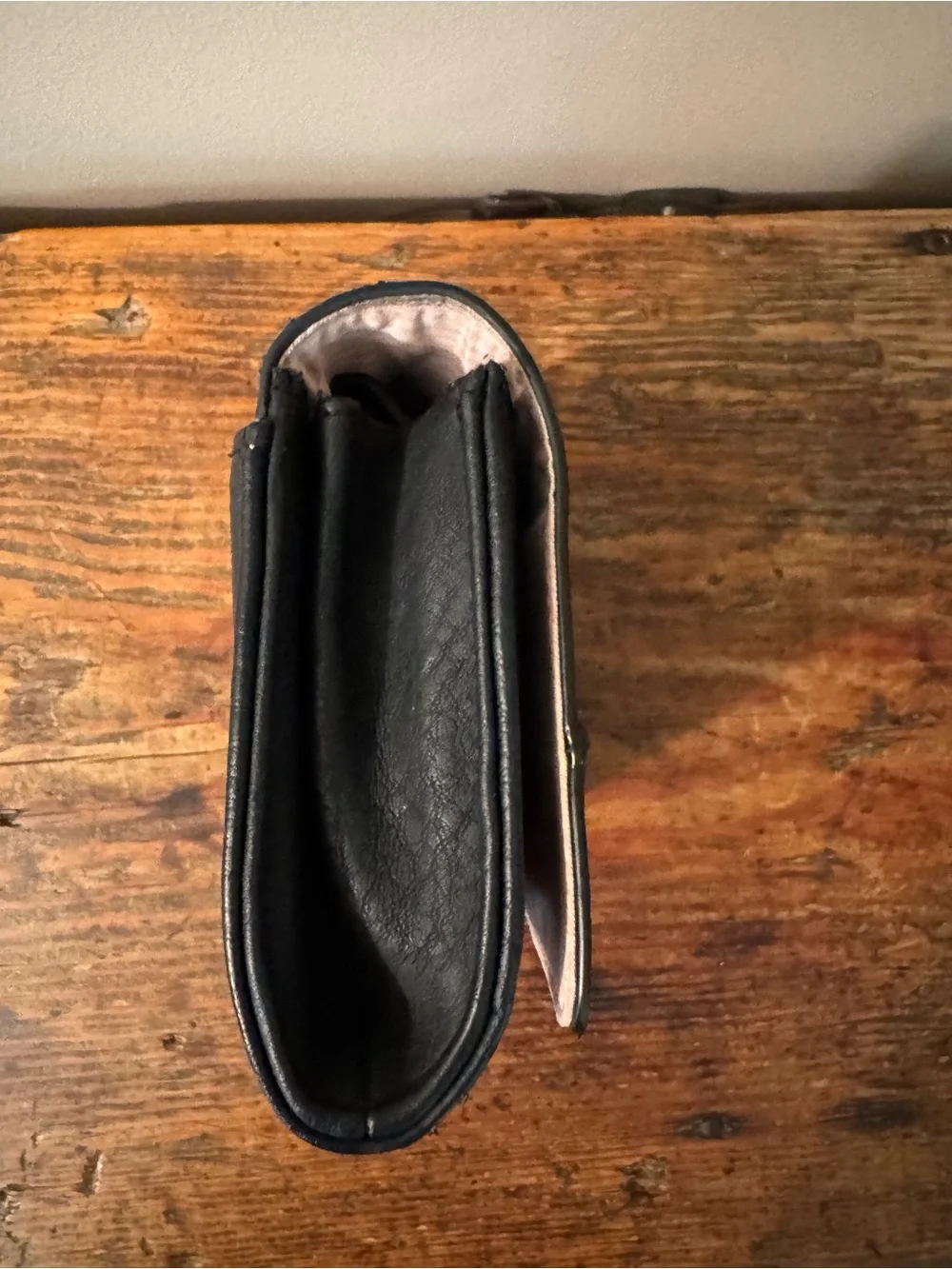 Stella & Dot Black Quilted Wallet Clutch w/Rose Gold Detail & Crossbody Strap